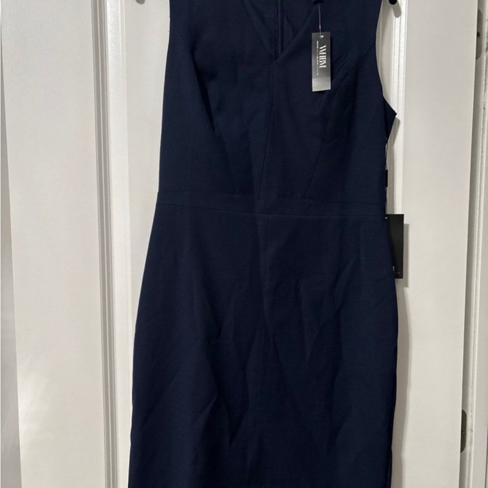 White House Black Market Navy Sleeveless Midi Sheath Dress